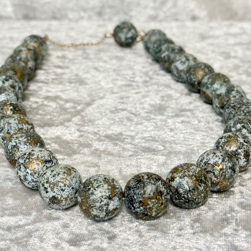Women's Blue/Gold Marbled Necklace Fashion Jewelry Trendy Chunky Claw Chain
